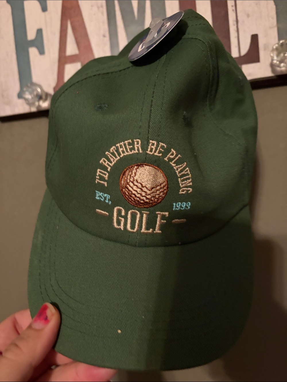 Green Golf Cap with Embroidered Golf Ball